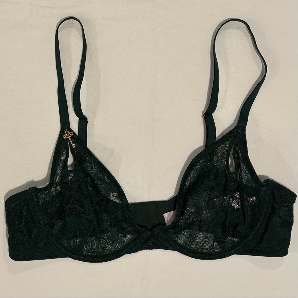 Savage X Fenty 'Shadowplay' Lace Unlined Underwire Plunge Bra 36C
